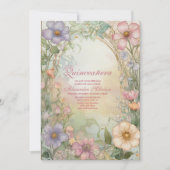 Blütenpink-Flora-Quinceanera-Feier Einladung (Vorderseite)