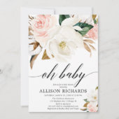 Blütenpink-weiße, rustikale Magnolienblüte Einladung (Vorderseite)