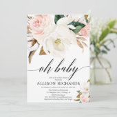 Blütenpink-weiße, rustikale Magnolienblüte Einladung (Stehend Vorderseite)