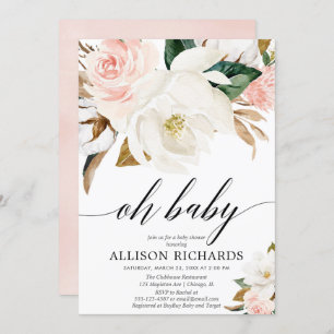 Blütenpink-weiße, rustikale Magnolienblüte Einladung