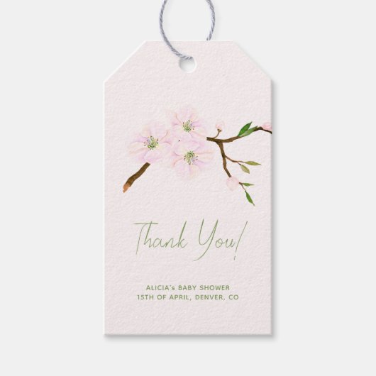 Blütenpinke Blumendusche Danke für Ihre Hilfe Geschenkanhänger (Vorderseite)