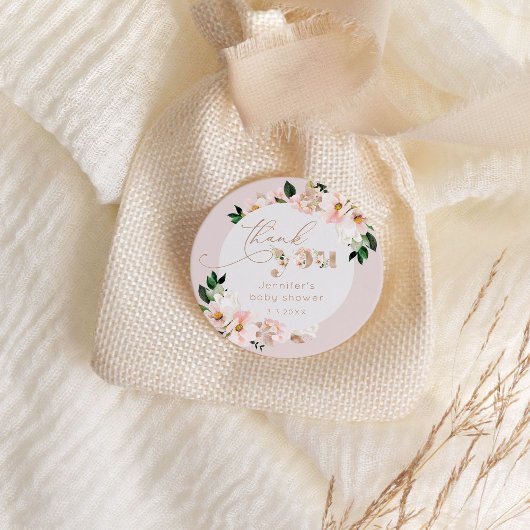 Blütenpinke Blumendusche Danke Runder Aufkleber