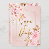 Blütenpinke Blütendusche Save the Date einladen Einladung (Vorne/Hinten)