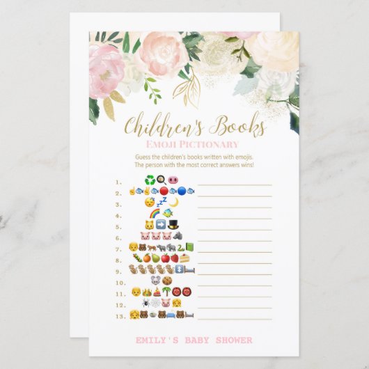 Blütenpinke und goldene Kinderdusche - Game-DRUCKE (Vorne/Hinten)