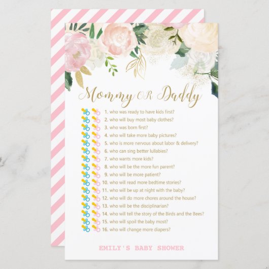 Blütenpinke und goldene Kinderdusche - Game-DRUCKE (Vorne/Hinten)