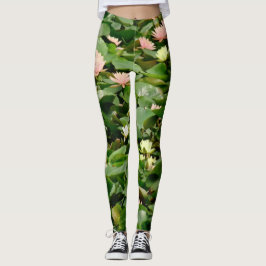 Blütenpinsel, gelb und grüne Lotus-Blüte Leggings