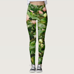Blütenpinsel, gelb und grüne Lotus-Blüte Leggings