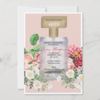 Blütenpinsel Parfüm Flasche Flora Geburtstag Einladung