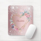 Blütenpinsel, silberfarbener Glitzer Mousepad (Mit Mouse)