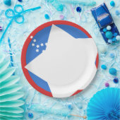 Blütenplatte mit roter Grenze und großer weißer St Pappteller (Party)