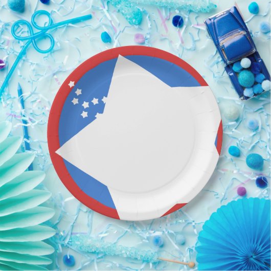 Blütenplatte mit roter Grenze und großer weißer St Pappteller (Party)