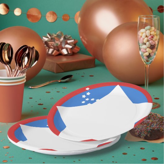 Blütenplatte mit roter Grenze und großer weißer St Pappteller (Multi)