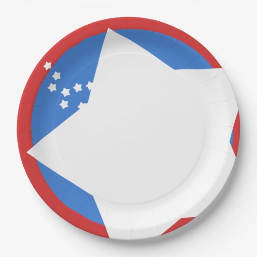 Blütenplatte mit roter Grenze und großer weißer St Pappteller (Vorderseite)