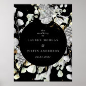 Blütenplatz Silbergold Hochzeit Poster (Vorne)