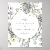 Blütenplatz Silbergold Hochzeit Poster (Vorne)