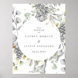 Blütenplatz Silbergold Hochzeit Poster