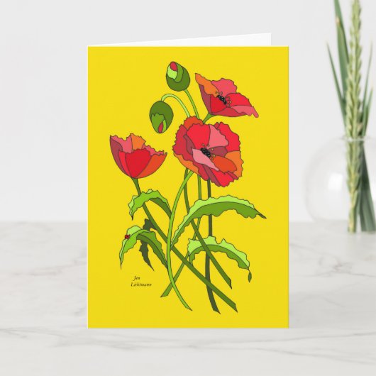 Blütenpoppies Karte (Vorderseite)