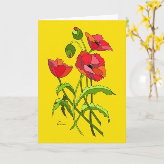 Blütenpoppies Karte (Gelbe Blume)