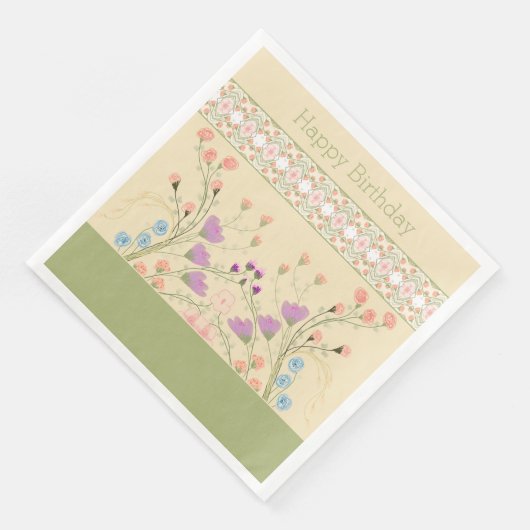 Blütenpracht mit Grün Serviette (Ecke)