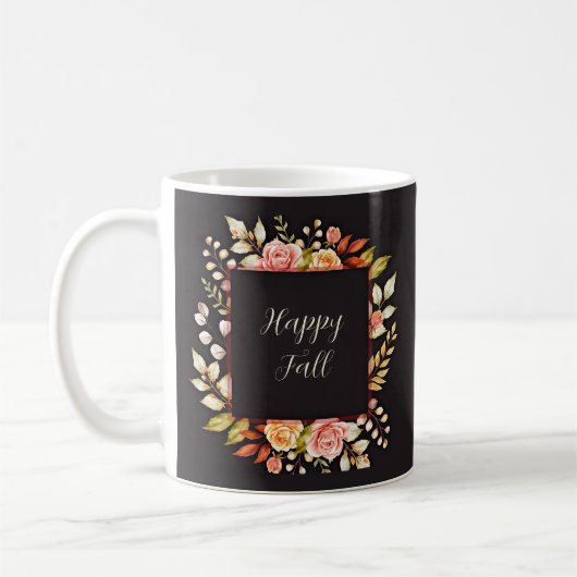 Blütenrahmen fallen mit anpassbarem Text Kaffeetasse (Links)