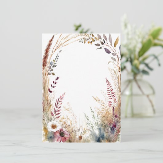 Blütenrahmen für Wasserfarben Einladung (Stehend Vorderseite)
