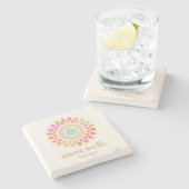 Blütenregenbogen Lotus Blume Mandala Steinuntersetzer (Seitenansicht)