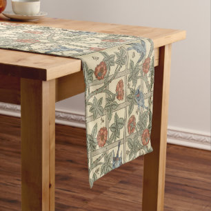 Blütenreiches Grün Rosa Vintage William Morris Spa Kurzer Tischläufer