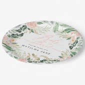 Blütenrosa Aquarell Blütendusche Baby Pappteller (Schrägansicht)