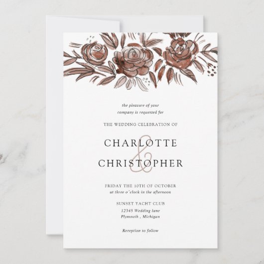 Blütenrosa Aquarellfarben Florenz Einladung (Vorderseite)