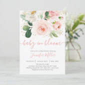 Blütenrosa Baby in Blütendusche Einladung (Stehend Vorderseite)