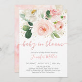 Blütenrosa Baby in Blütendusche Einladung (Vorne/Hinten)