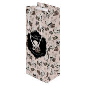 Blütenrosa Bläschen Halloween Geschenktüte Für Weinflaschen (Rückseite Schrägansicht)