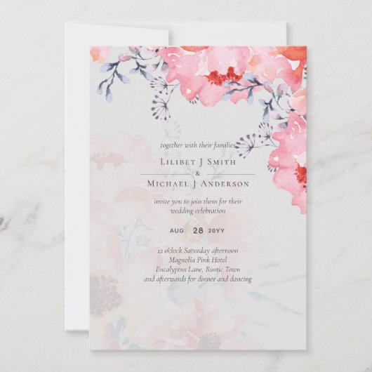 Blütenrosa Bläserblütenblütenblauer Hochzeitstag (Vorderseite)