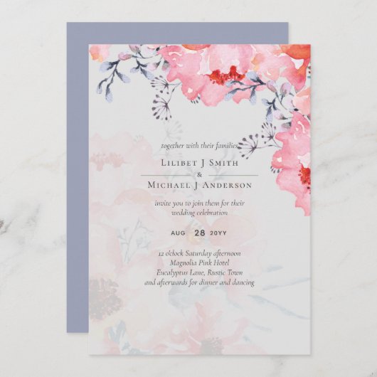 Blütenrosa Bläserblütenblütenblauer Hochzeitstag (Vorne/Hinten)