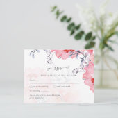 Blütenrosa Bläserblütenblütenblauer Hochzeitstag Postkarte (Stehend Vorderseite)