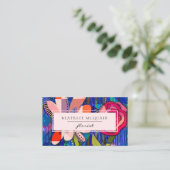 Blütenrosa Blau abstrakt moderne Blumen Visitenkarte (Stehend Vorderseite)