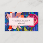 Blütenrosa Blau abstrakt moderne Blumen Visitenkarte (Vorderseite)