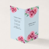 Blütenrosa Blume Blau elegant Vertikal Visitenkarten (Vorderseite)
