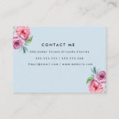 Blütenrosa Blume Blau Pastell Chic Visitenkarte (Rückseite)