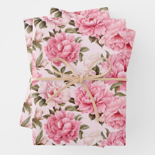 Blütenrosa Blume Geschenkpapier Set (Beispiel)