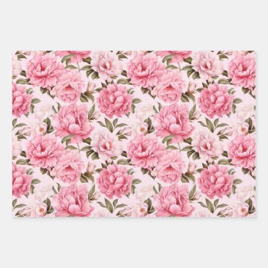 Blütenrosa Blume Geschenkpapier Set (Vorderseite)