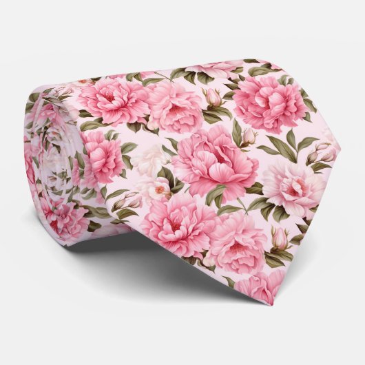 Blütenrosa Blume Krawatte (Gerollt)