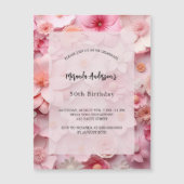 Blütenrosa Blume Magneteinladung (Vorderseite)