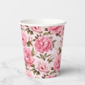 Blütenrosa Blume Pappbecher (Rückseite)