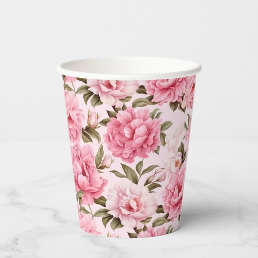 Blütenrosa Blume Pappbecher (Rückseite)