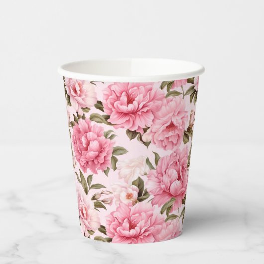 Blütenrosa Blume Pappbecher (Links)