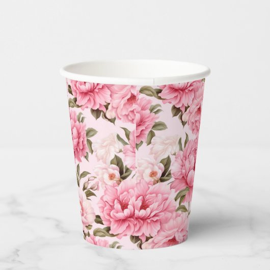 Blütenrosa Blume Pappbecher (Rechts)