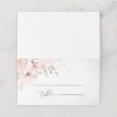 Blütenrosa Blumen Wasserfarben Hochzeit Platzkarte (Außenseite Aufgefaltet)