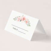 Blütenrosa Blumen Wasserfarben Hochzeit Platzkarte (Vorderseite)