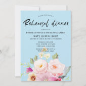 Blütenrosa Blumenblauer Probe Abendessen Einladung (Vorderseite)